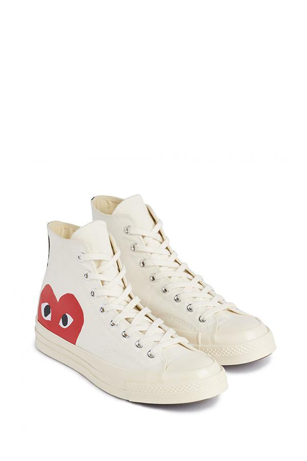 Cdg play converse on sale white