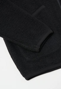 ZIP BOMBER BLACK WOOL FLEECE