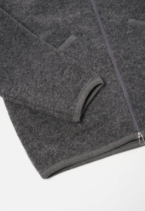 ZIP BOMBER GREY WOOL FLEECE