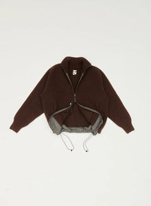 FELTED KNIT JACKET - RUSTY BROWN