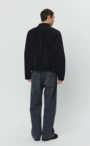 LEISURE ZIP UP BLACK JERSEY CORD