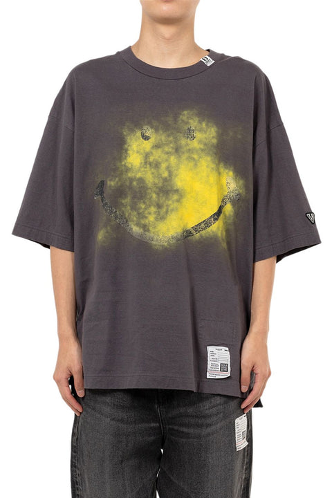 SMILY FACE PRINTED RINGER T-SHIRT