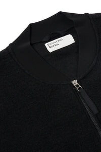 ZIP BOMBER BLACK WOOL FLEECE