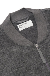 ZIP BOMBER GREY WOOL FLEECE