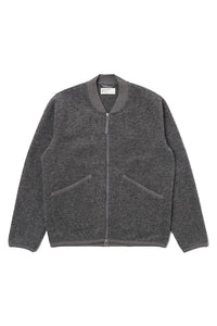 ZIP BOMBER GREY WOOL FLEECE