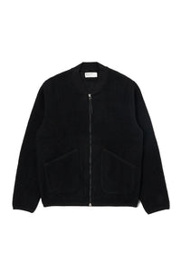 ZIP BOMBER BLACK WOOL FLEECE