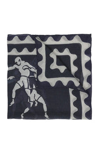 BOXING LIGHT WOOL SCARF - NAVY WHITE FIGHTER - THE ROOM BY BASMATEE