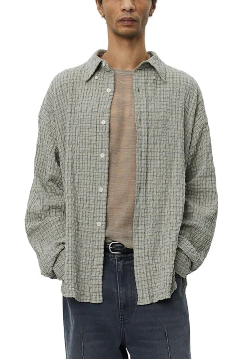 BUTTON DOWN SHIRT - GREY GENERATION CHECK - THE ROOM BY BASMATEE