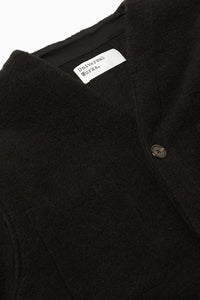 CARDIGAN JACKET BLACK WOOL FLEECE - THE ROOM BY BASMATEE