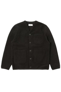 CARDIGAN JACKET BLACK WOOL FLEECE - THE ROOM BY BASMATEE