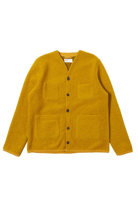 YELLOW WOOL FLEECE CARDIGAN