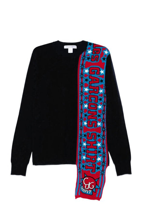 CDG ATTACHED SCARF KNIT BLACK - THE ROOM BY BASMATEE