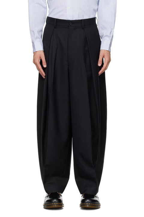 WOOL PLEATED SERGE PANTS