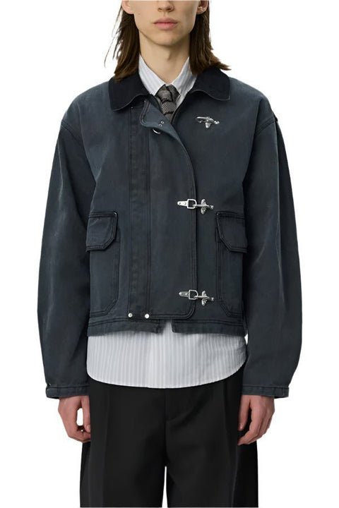 CLAPS JACKET - WASHED BLACK - THE ROOM BY BASMATEE