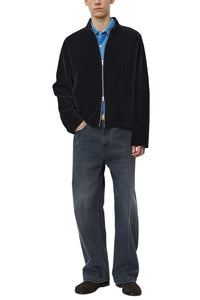 LEISURE ZIP UP BLACK JERSEY CORD