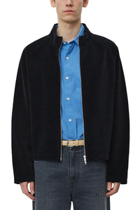 LEISURE ZIP UP BLACK JERSEY CORD