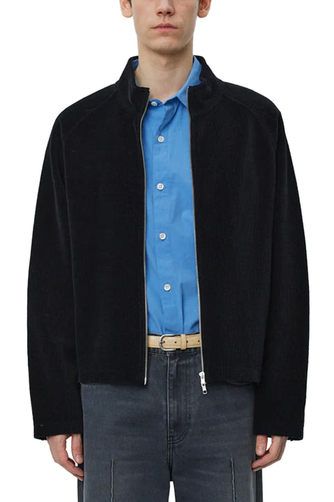LEISURE ZIP UP BLACK JERSEY CORD
