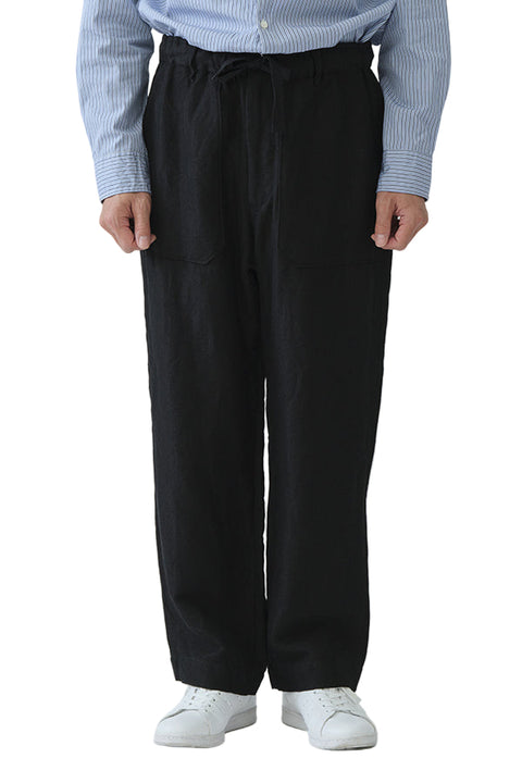 COTTON LINEN PANTS BLACK