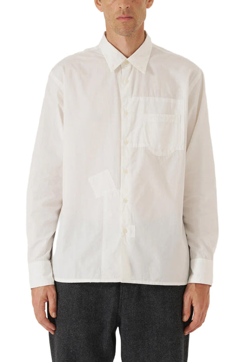 WHITE POPELIN PATCHED LAZY DAY SHIRT