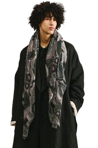 SQUARE SCARF FLORAL GREY