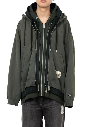 TRIPLE LAYERED ZIP-UP HOODIE