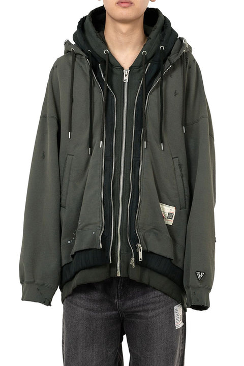 TRIPLE LAYERED ZIP-UP HOODIE