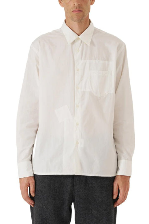 WHITE POPELIN PATCHED LAZY DAY SHIRT - THE ROOM BY BASMATEE