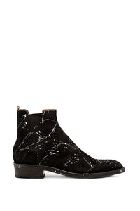 BLACK SUEDE QUENTIN BOOTS WITH PAINT SPLASHES _ MADE IN ITALY